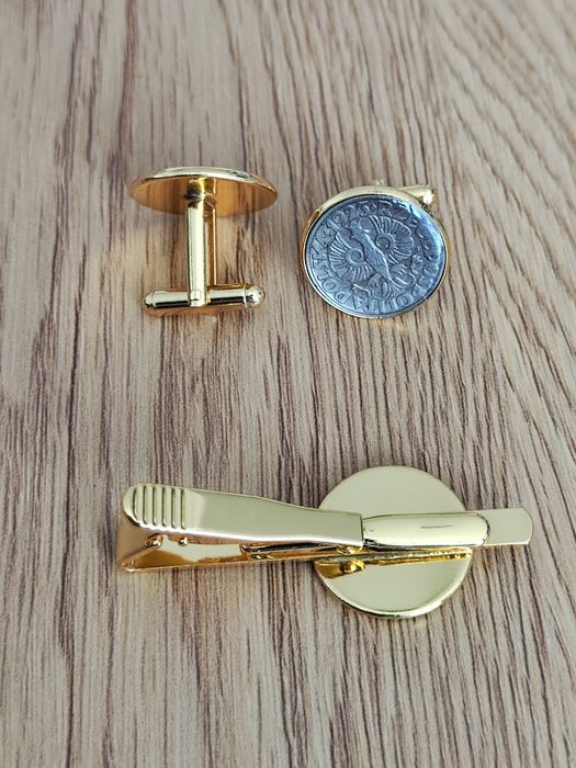 Spinki do mankietów i krawatu handmade moneta 1923 zestaw