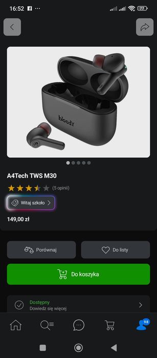 Słuchawki bluetooth super grają A4Tech TWS M30 cena takich 150zl
