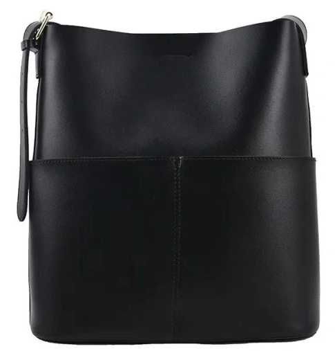 Torebka damska czarna usztywniana elegancka na ramię skóra ekologiczna