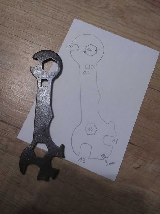 Stary klucz do motoru roweru rowerowy Romet zPRL 3 6 10 11 mm 13 15 17