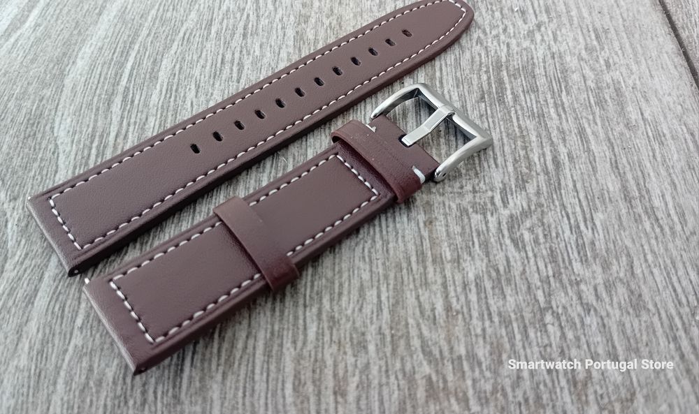 Bracelete em pele 22mm : Castanha escura