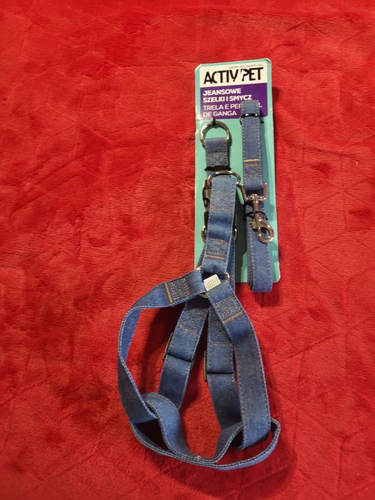 Jeansowe szelki i smycz L - Activ Pet