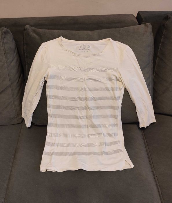 Bluzka z długim rękawem damska biała L