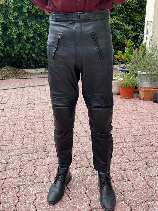 calças de moto tamanho 32 da marca buffalo, couro preto