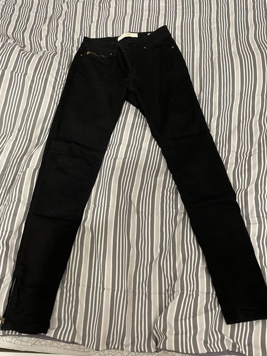 Jeansy skinny Zara czarne 38 złote zamki