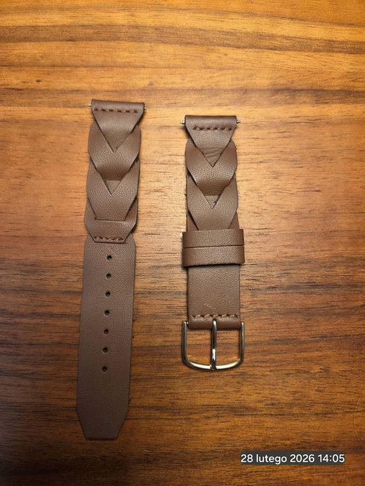 Pasek do zegraka TIMEX Indiglo, 19mm, brazowy, skora, plecionka, nowy