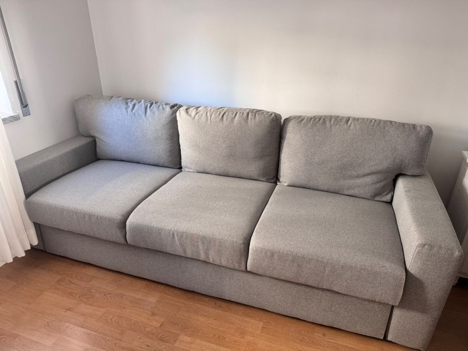 Sofá-cama cinza — NOVO