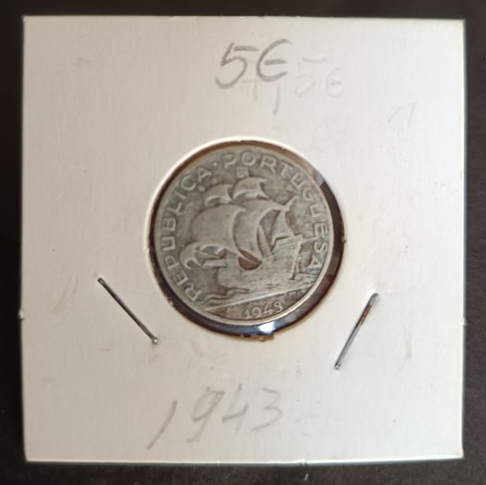 2$50  em prata de 1943 Caravelas Portuguesas