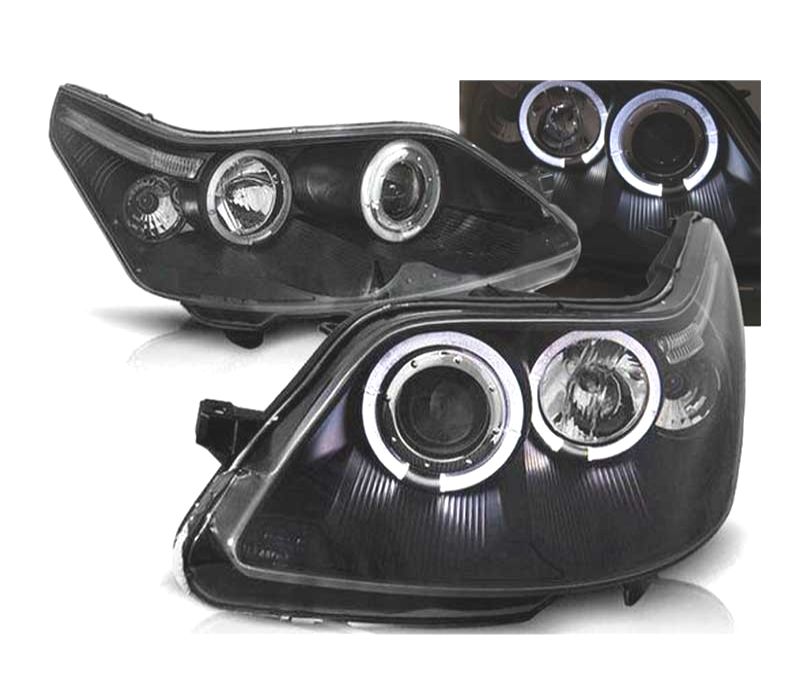 FARÓIS ANGEL EYES CITROEN C4 04-09 FUNDO PRETO