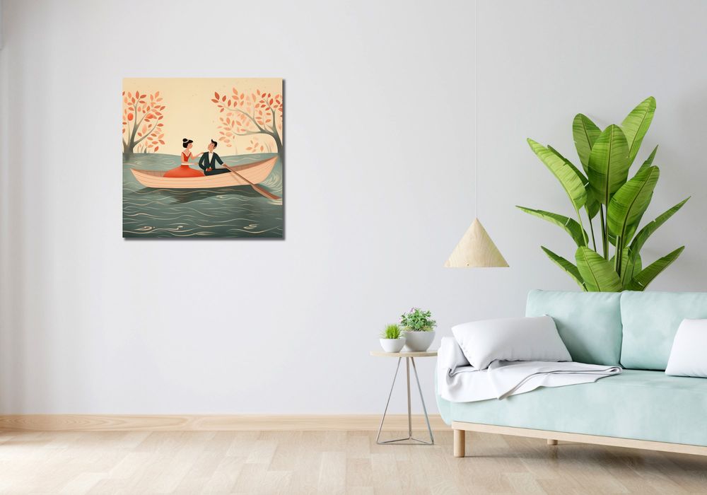 Obraz 70x70cm Romantyczna Eskapada po Rzece