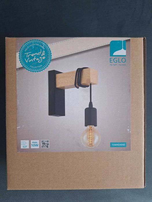LAMPA kinkiet drewniany EGLO TOWNSHEND 32917 Vintage Retro E27