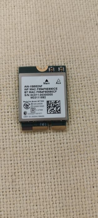 Wewnętrzna karta Wifi i Bluetoot MediaTech Mt 7902  do laptopa.