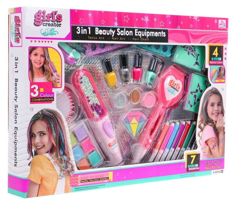 Zestaw do stylizacji 3 w 1 i Kolorowe włosy Manicure + Tatuaże MBK-375