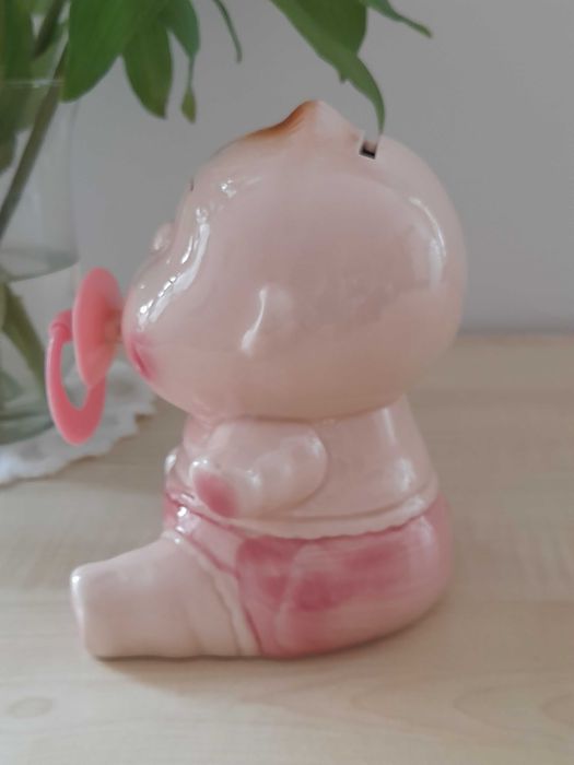 Ceramiczna skarbonka bobas 15cm z lat 70-tych