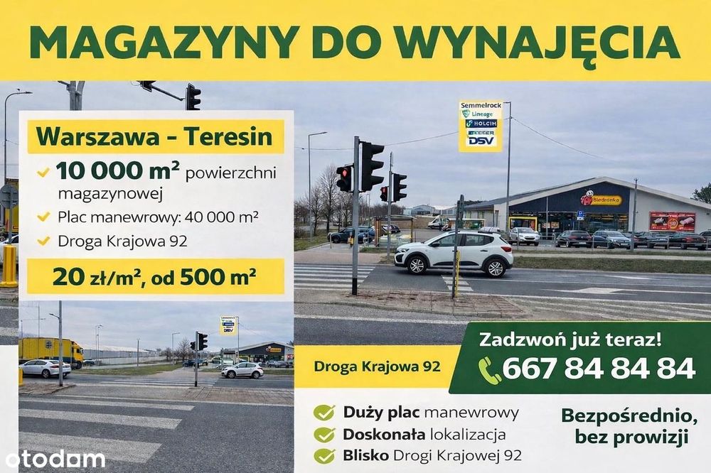 Magazyn 500 m2, Teresin, droga krajowa 92