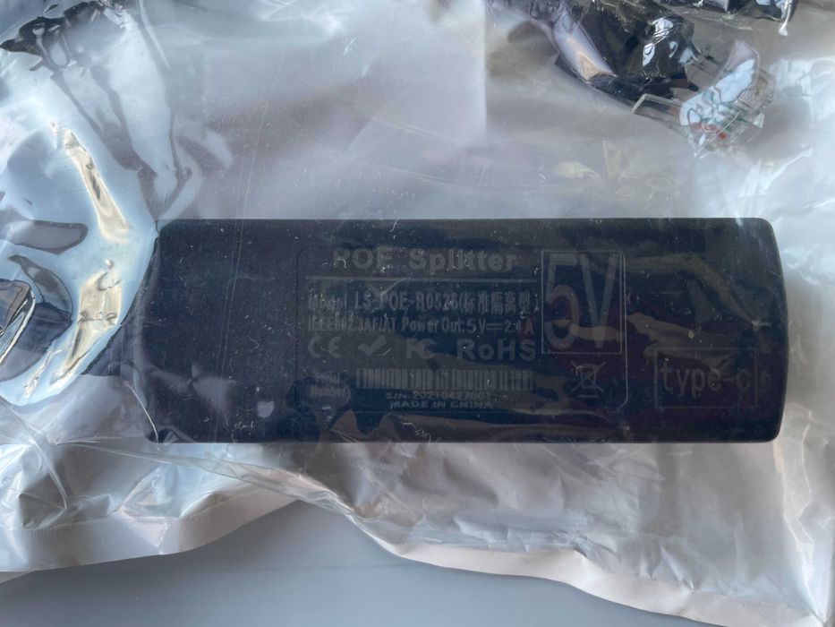 Splitter PoE Gigabit com Saída USB-C | Compatível IEEE802.3af (novo)