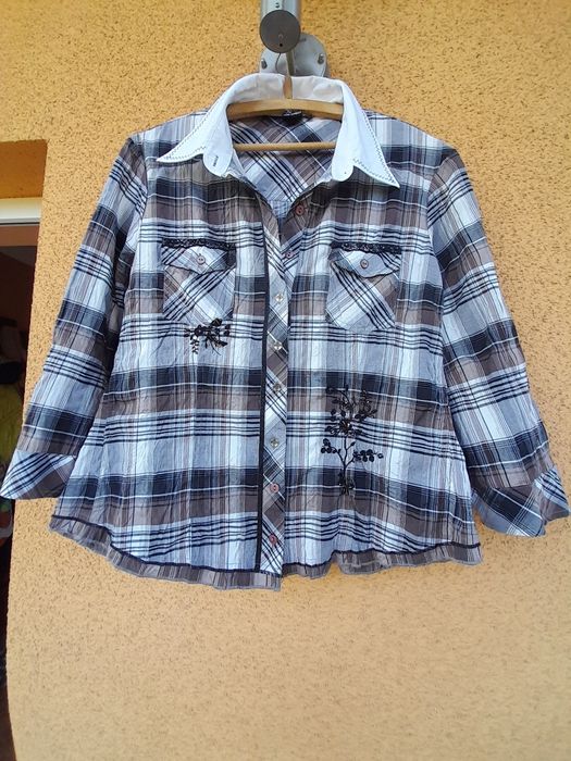 Luksusowa bluzka w kratę 44