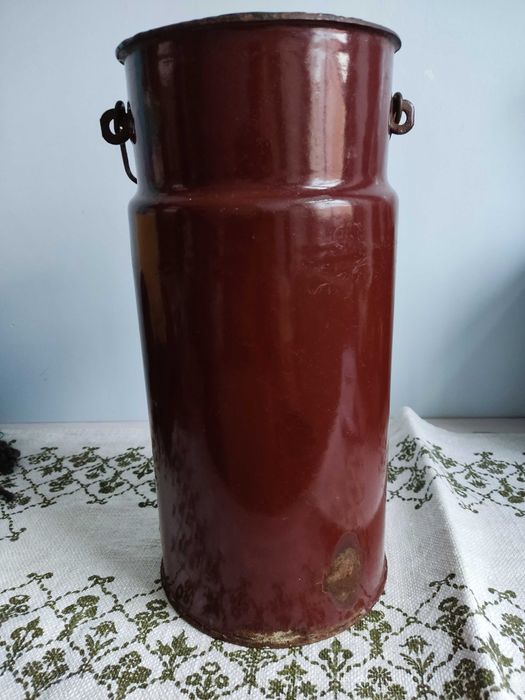 Kanka, bańka emaliowana brązowa na mleko 5l.