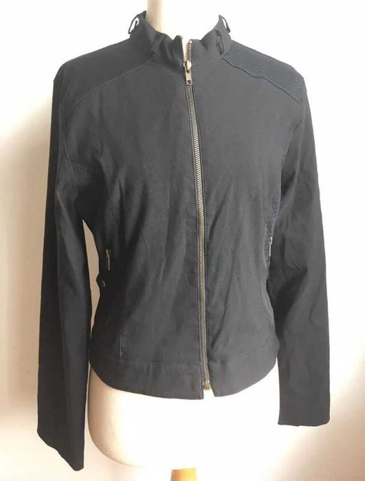 Czarna wiskozowa kurtka bomberka biker jacket wiosenna r.38-40