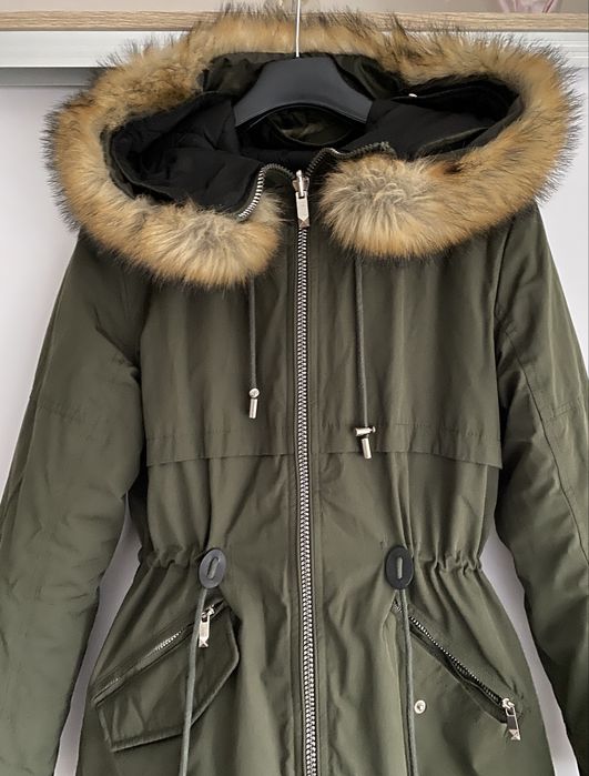 Dwustronna kurtka zimowa damska khaki czarna