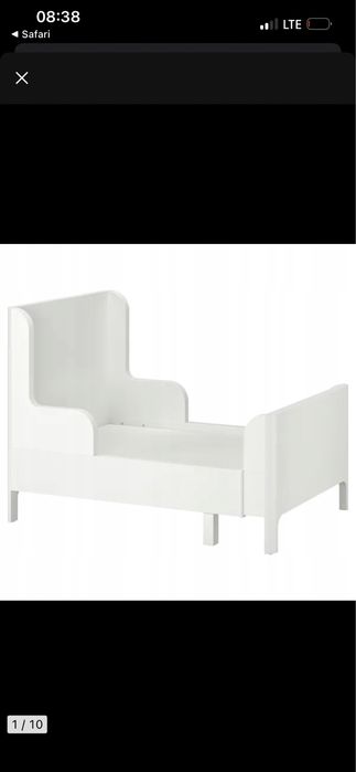 IKEA BUSUNGE Rozsuwana rama łóżko białe z materacem dzieciece  80x200