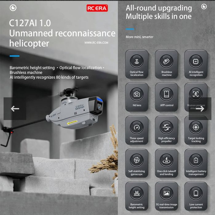 Helicóptero drone com câmera inteligencia artificial