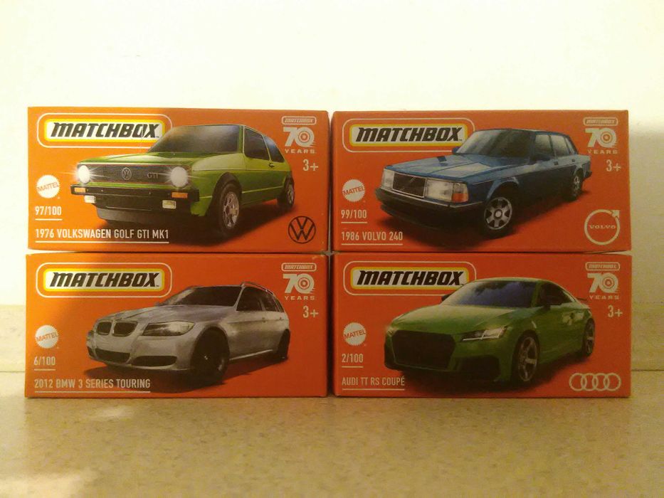 Matchbox 4 nowe modele VW Golf I Audi BMW Volvo resoraki Mattel