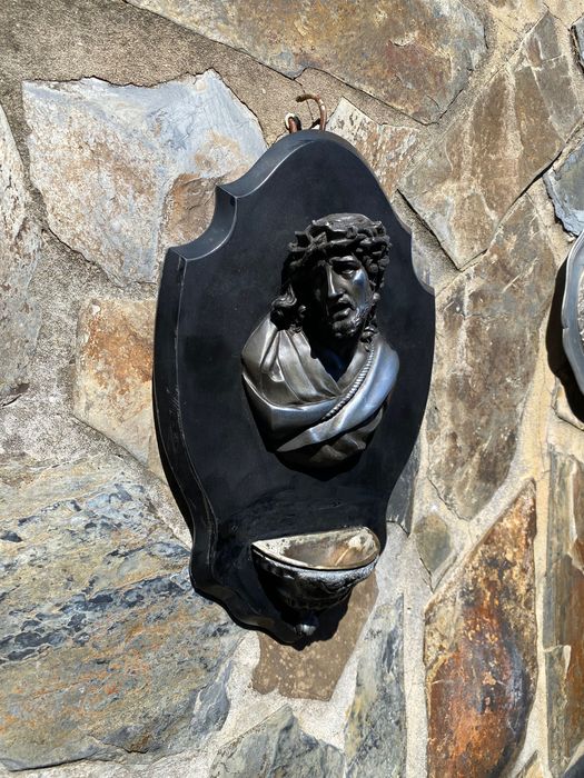 Fonte Igreja Água Benta Séc XIX Arte Sacra 34 cm Metal e prata