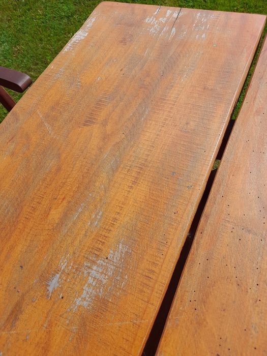 Solidny drewniany stół i krzesła  do altanki, ogrodu  lub na taras