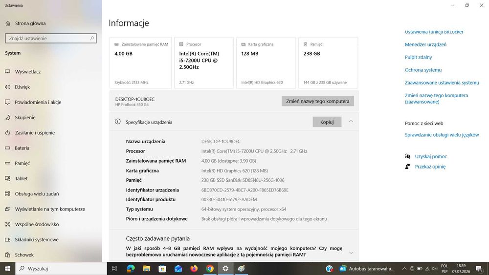 Laptop HP ProBook 450 G4