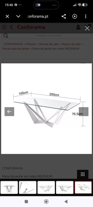 Mesa de vidro com 4 cadeiras