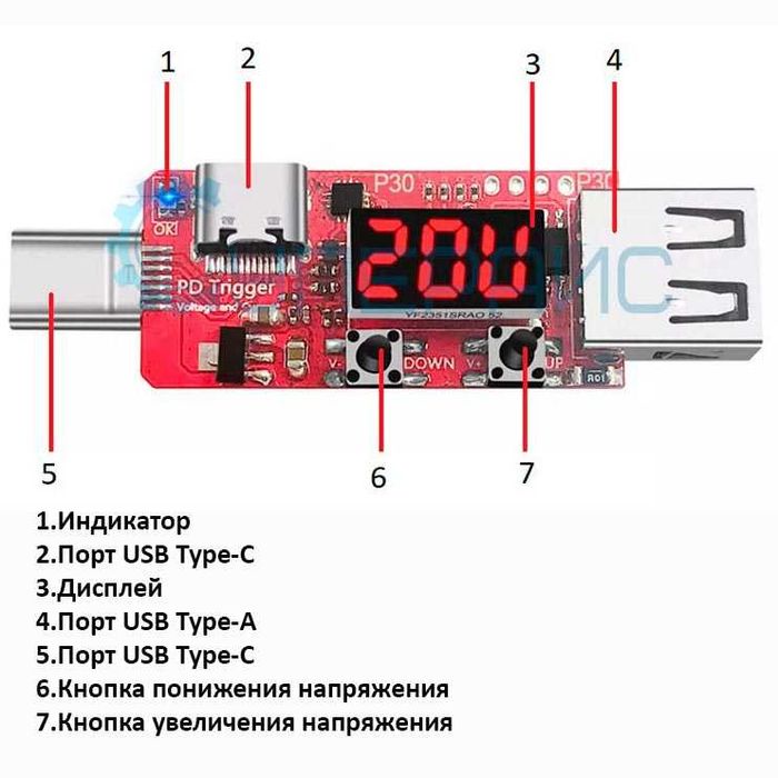 PD Trigger P30 Триггер Type-C PD2.0/3.0 USB C Тригер Гарантия