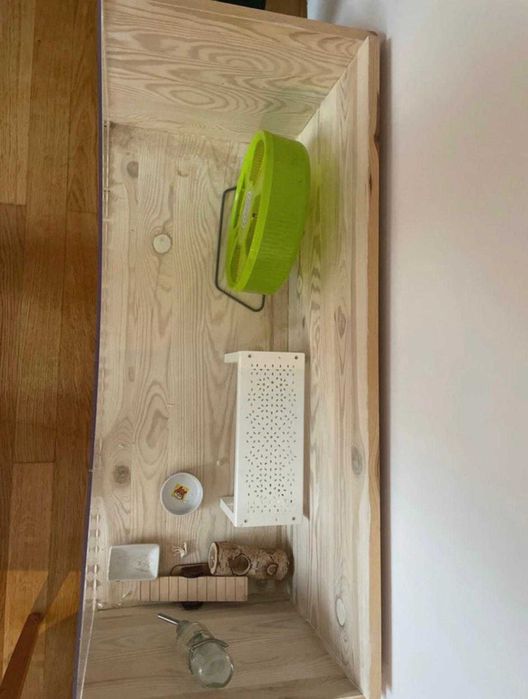 Ręcznie wykonane drewniane terrarium / klatka 98x40x40 dla gryzoni