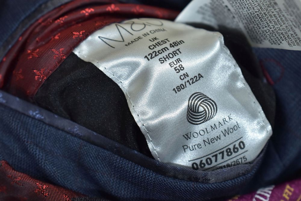 Marks Spencer Luxury Tailored Fit Granatowa Wełniana Marynarka 58