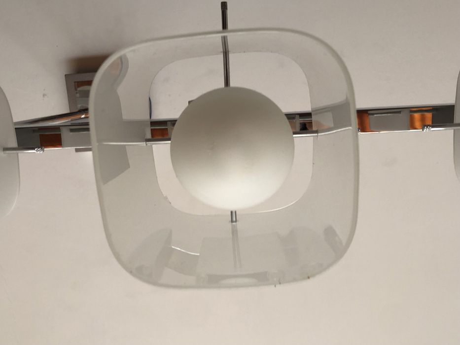 Candeeiro de tecto em inox e vidro (5 lampadas)