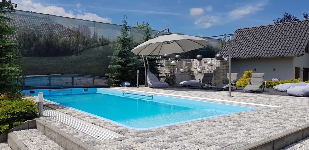 Basen ogrodowy poliestrowy 8,7x3,7x1,55m zestaw START Producent
