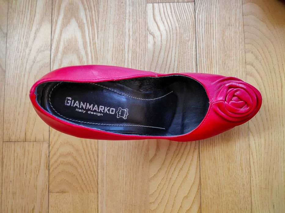 Buty szpilki czerwone skóra naturalna