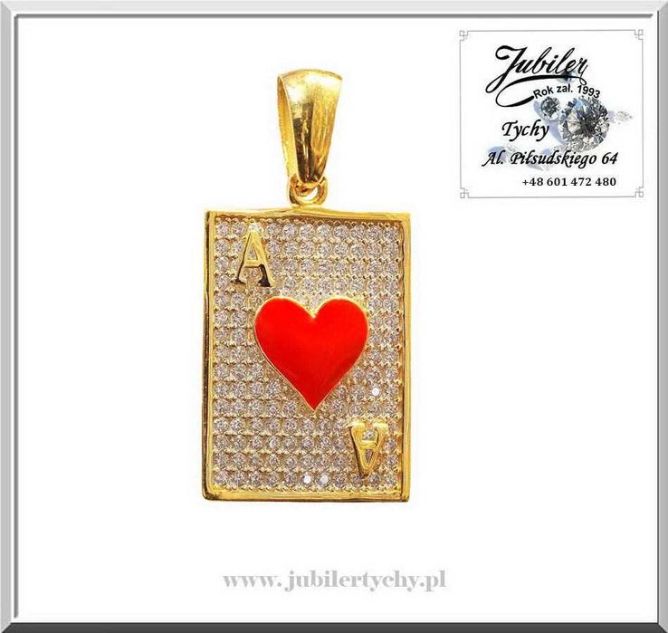 Złoty duży wisior złota karta AS KIER Jubiler Tychy