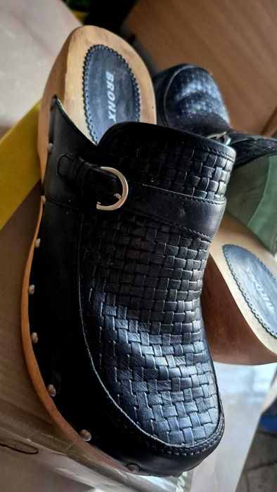 Skórzane drewniaki BRONX – rozmiar 41 | naturalna skóra