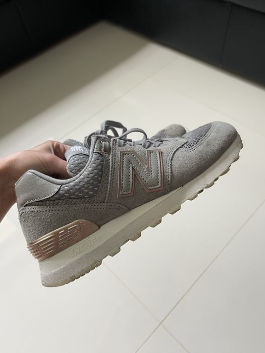 New Balance NB 574 WL574FSC szare buty sneakersy skórzane zamszowe Rose Gold 36