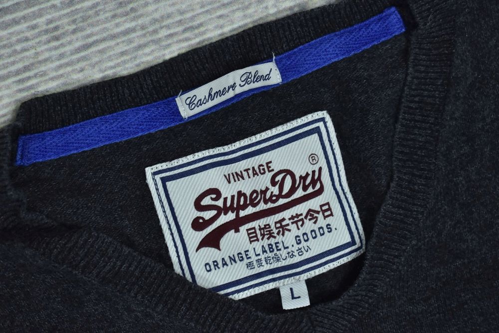 Superdry Cashmere Blend Sweter Męski Vneck L