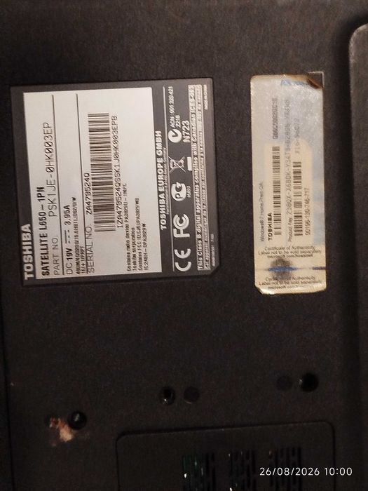 Toshiba Satellite L650 – Para Peças ou Reparar (Sem Disco Rígido)