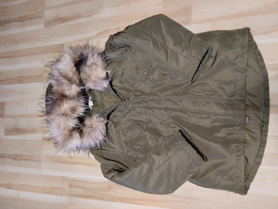 Zimowa Kurtka H&M khaki z kapturem rozmiar S