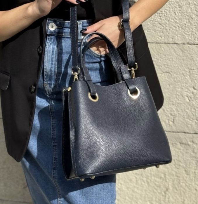 Сумка шкіряна коричнева шоколад чорна  Кожаная сумка женская голубая