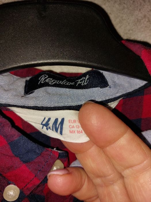 Koszula H&M świąteczna rozm 164, noworoczna, czerwono-granatowa krata