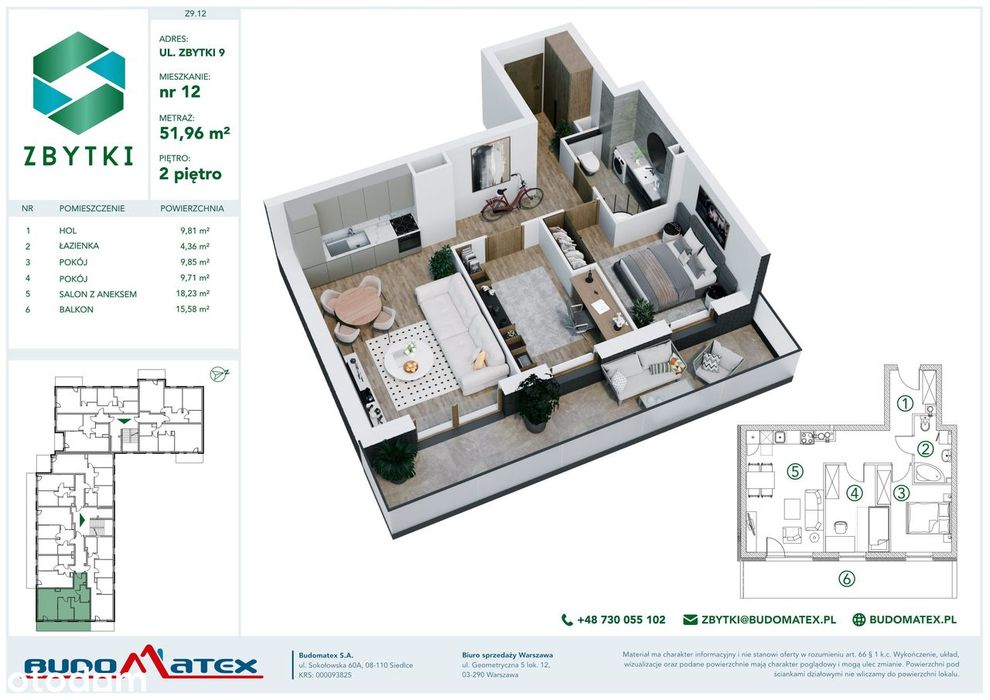 3-pokojowe mieszkanie 51m2 + balkon Bez Prowizji