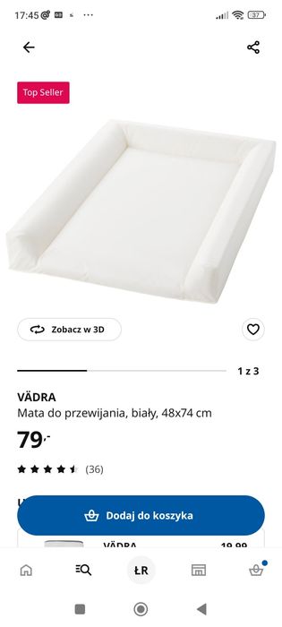 Przewijak biały 72x56 na  komodę + wkład przewijaka