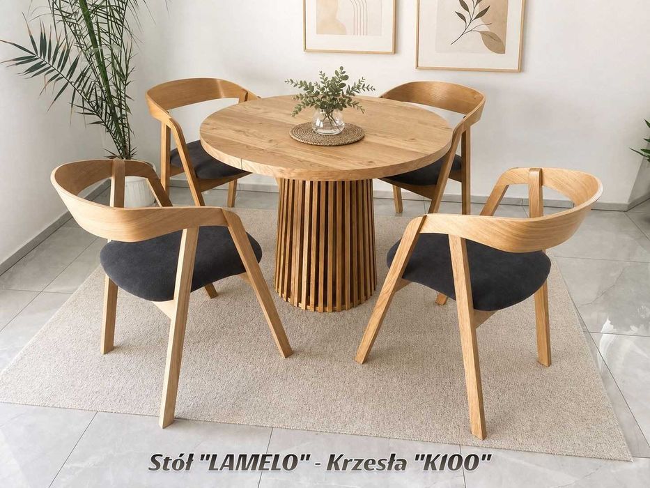 Producent / Krzesło Dębowe LOFT / Stół Dębowy LAMELO / Stół Okrągły Rozkładany Nowoczesny Drewniany