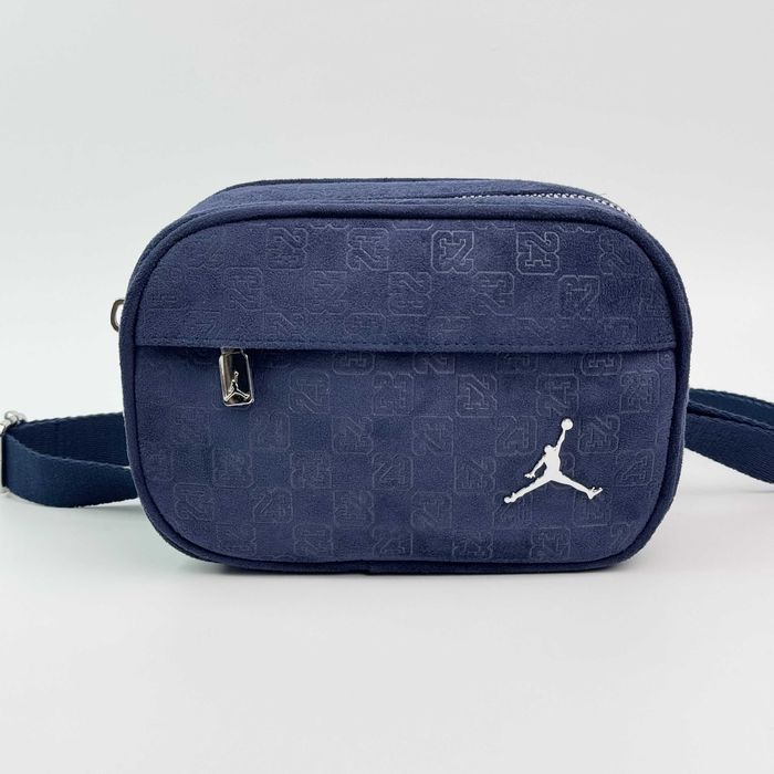 Сумка Jordan Monogram синя замша месенджер унісекс преміум бананка кросбоді Jumpman