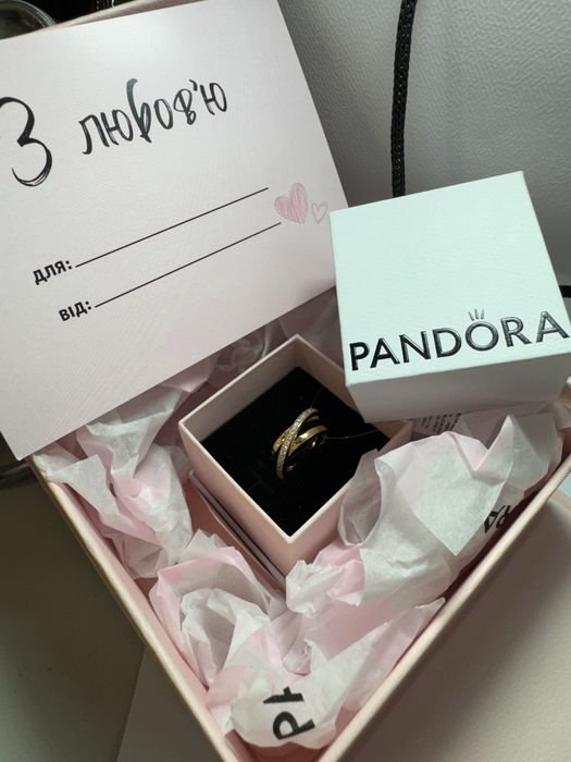 Кольцо тройное ленточное с паве Pandora